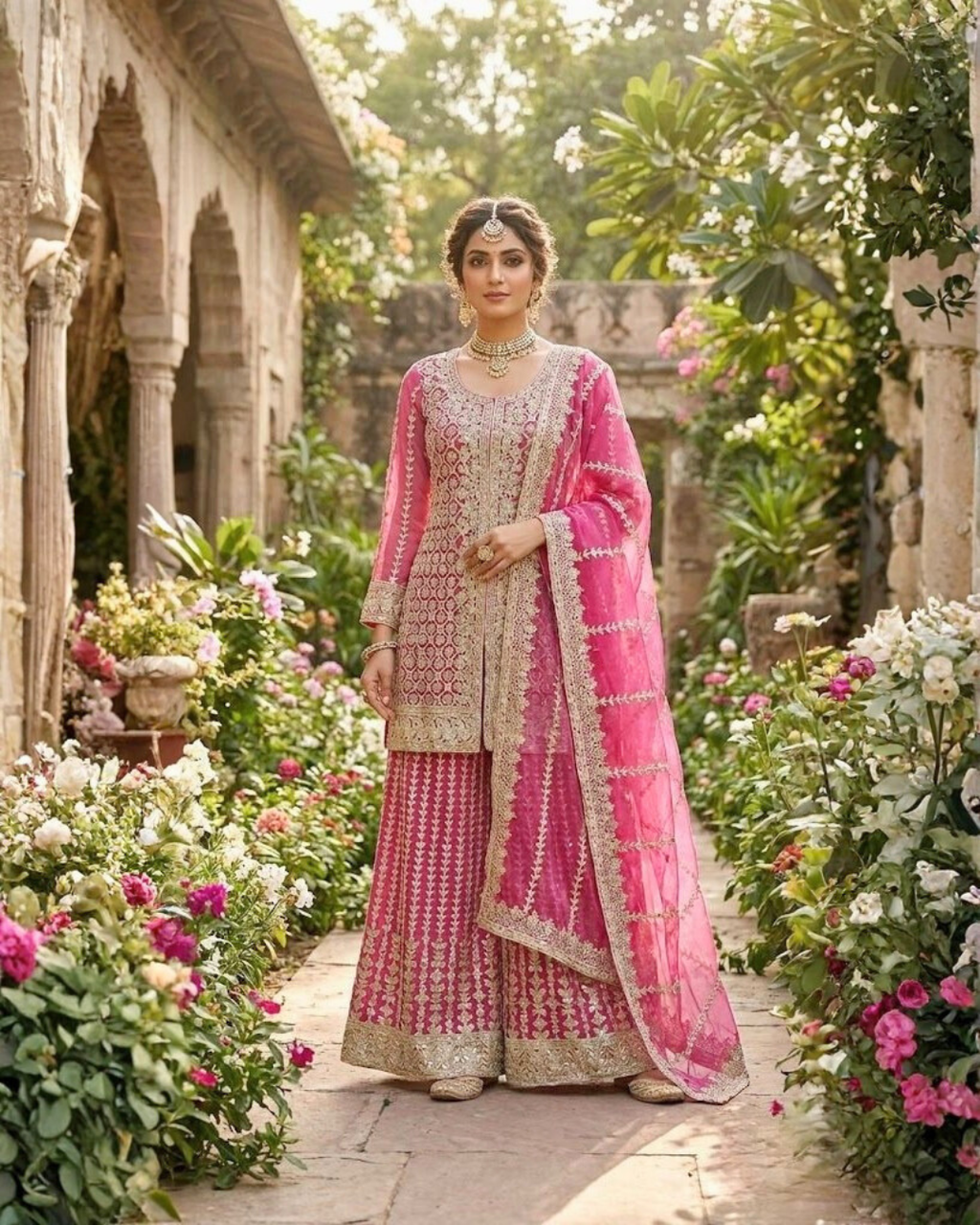 Elegant embroidered georgette suit