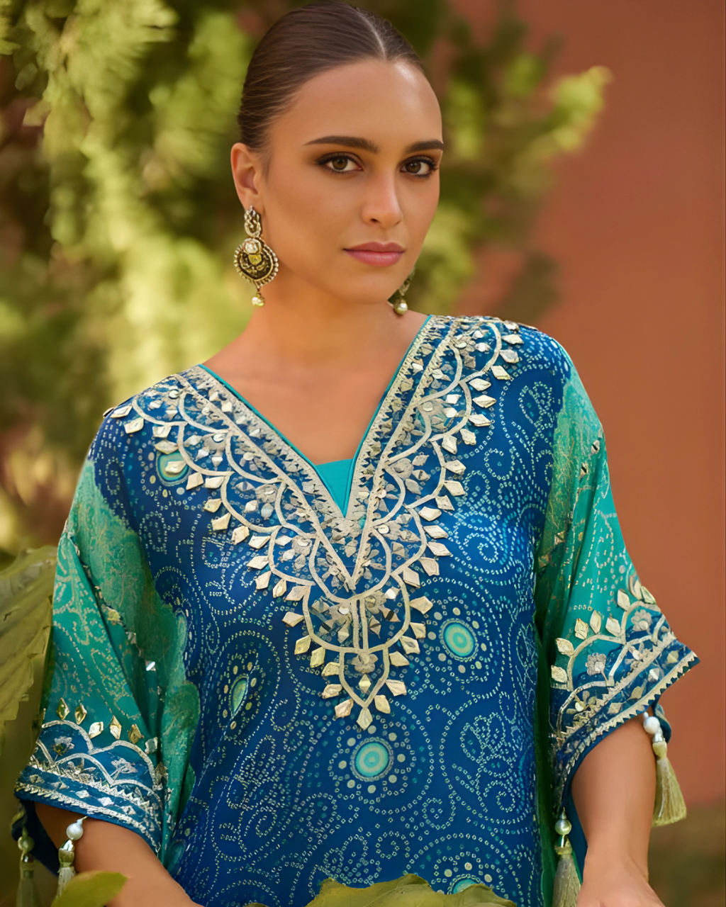 Royal Silk Hand-Embroidered Kurti Palazzo Set