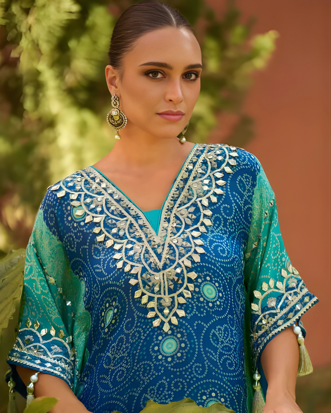 Royal Silk Hand-Embroidered Kurti Palazzo Set