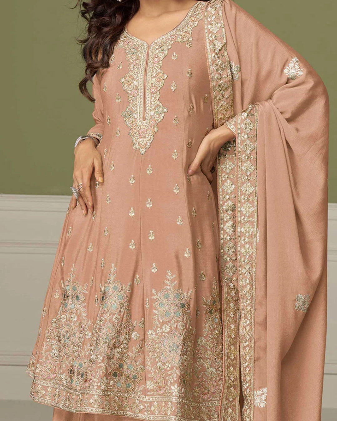 Nectar Hand-Embroidered Chinon Silk Sharara Set