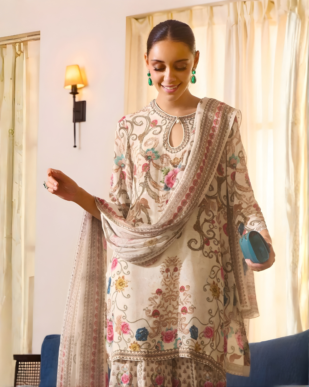 Shahnaz Floral Print Sharara Set